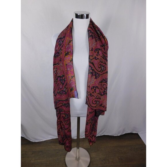 Indie Ella Pink Black Paisley Boho Shawl Wrap OS - Picture 1 of 10